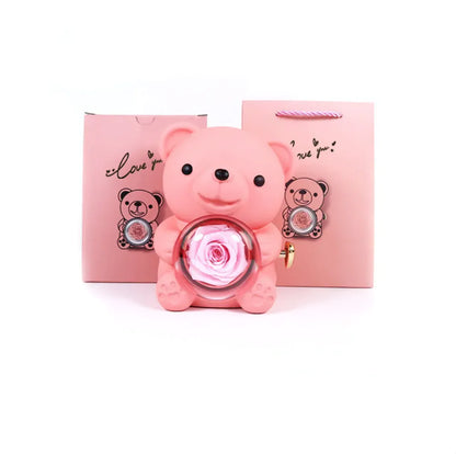 Rotating Bear Rose Jewelry Gift Box