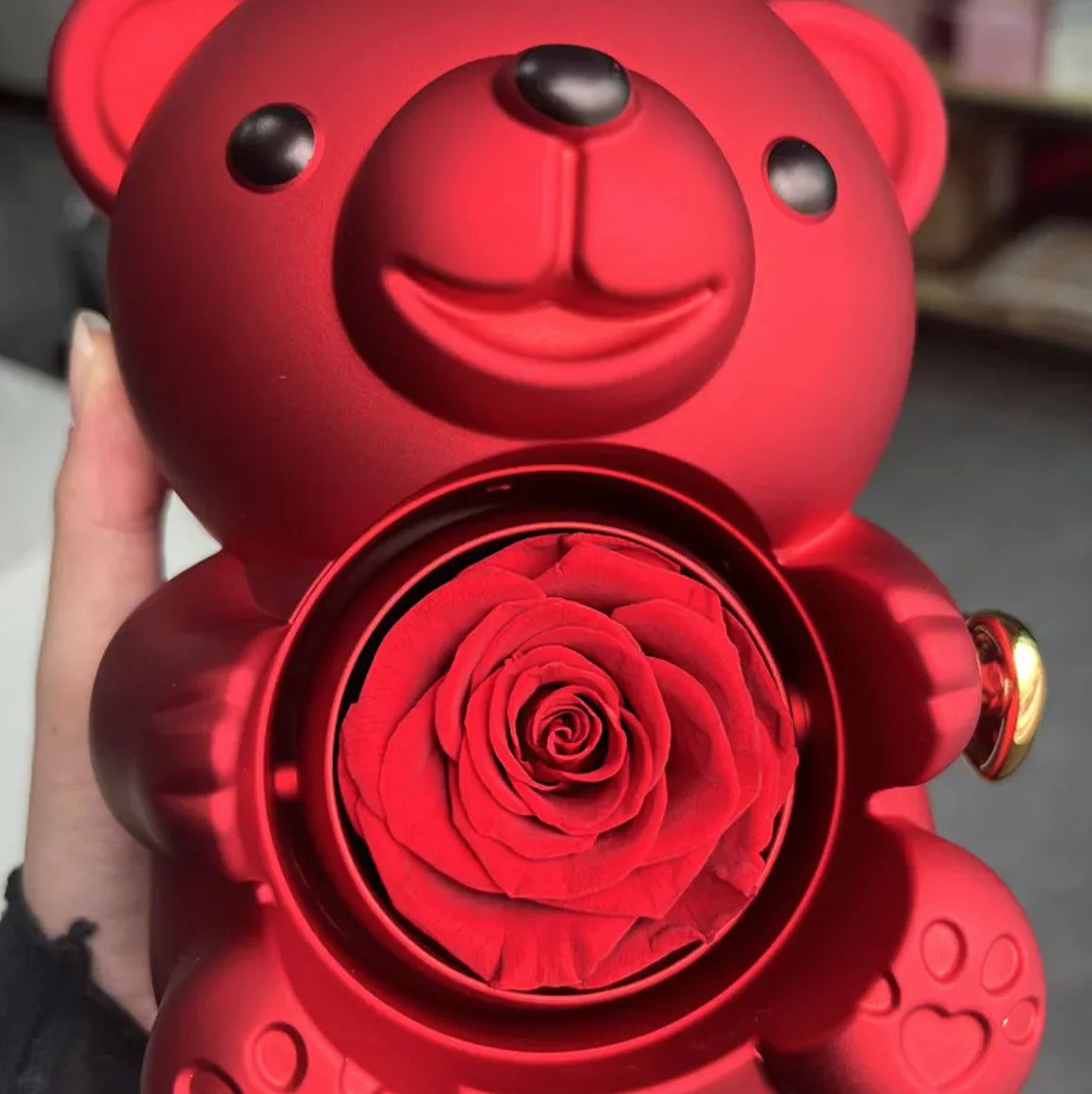 Rotating Bear Rose Jewelry Gift Box